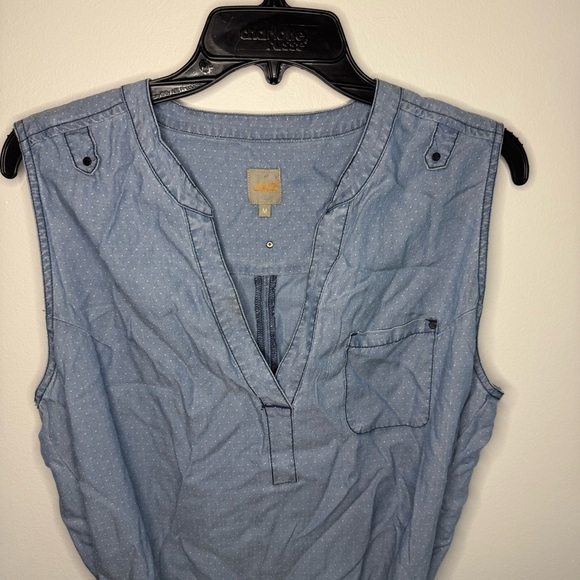 Jag Jeans Abra Chambray Light Blue Dotted Tie Dress - Picture 3 of 9